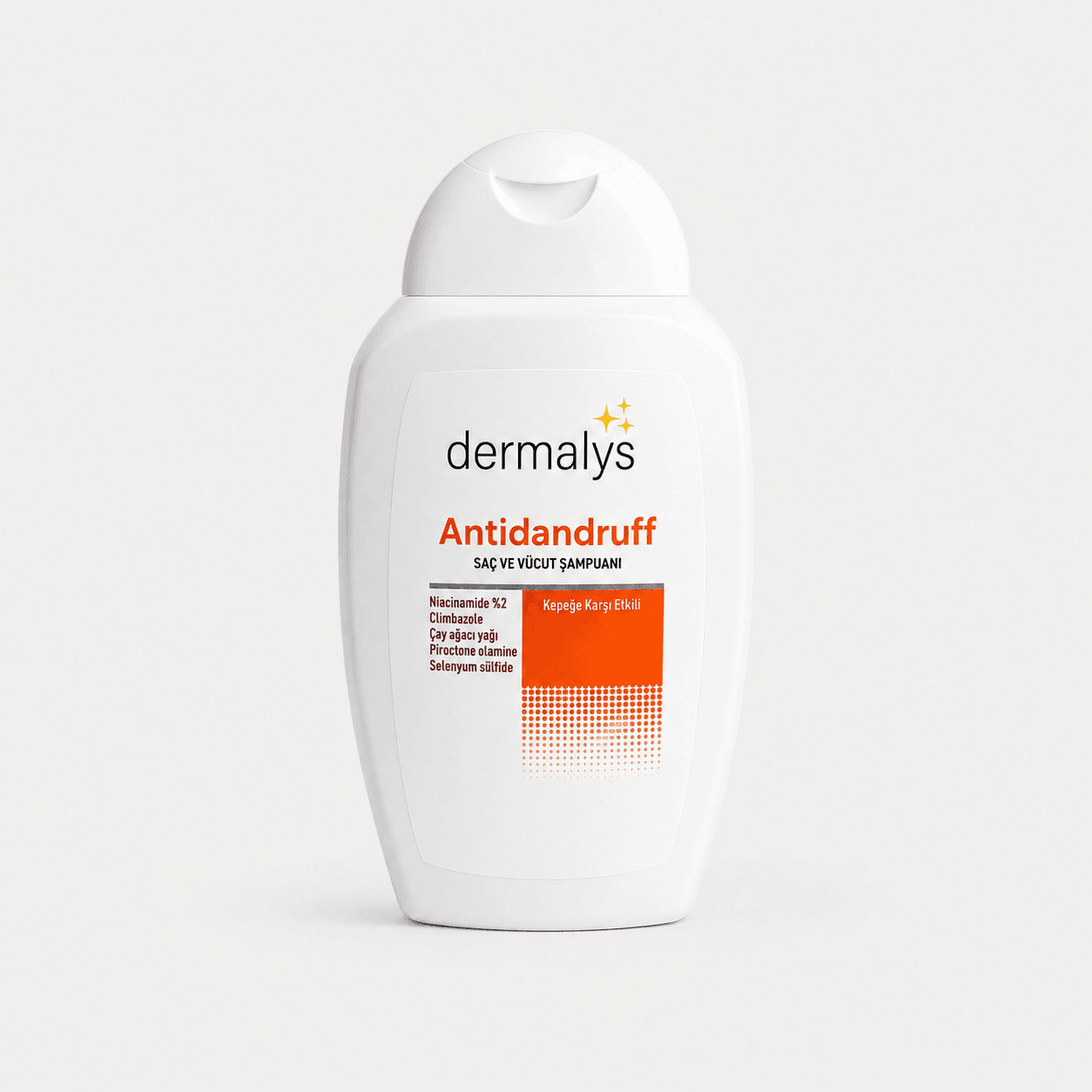 Antidandruff Saç ve Vücut Şampuanı — açık gri stüdyo katalog çekimi